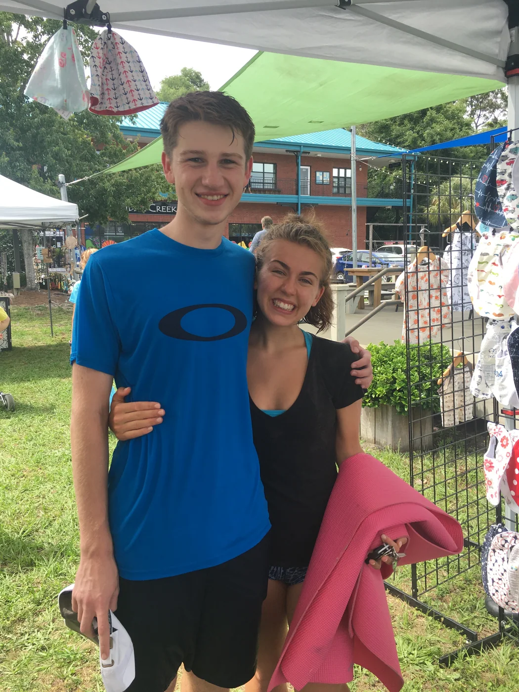 Hugh and Anna Margaret smiling together at an amusement park
