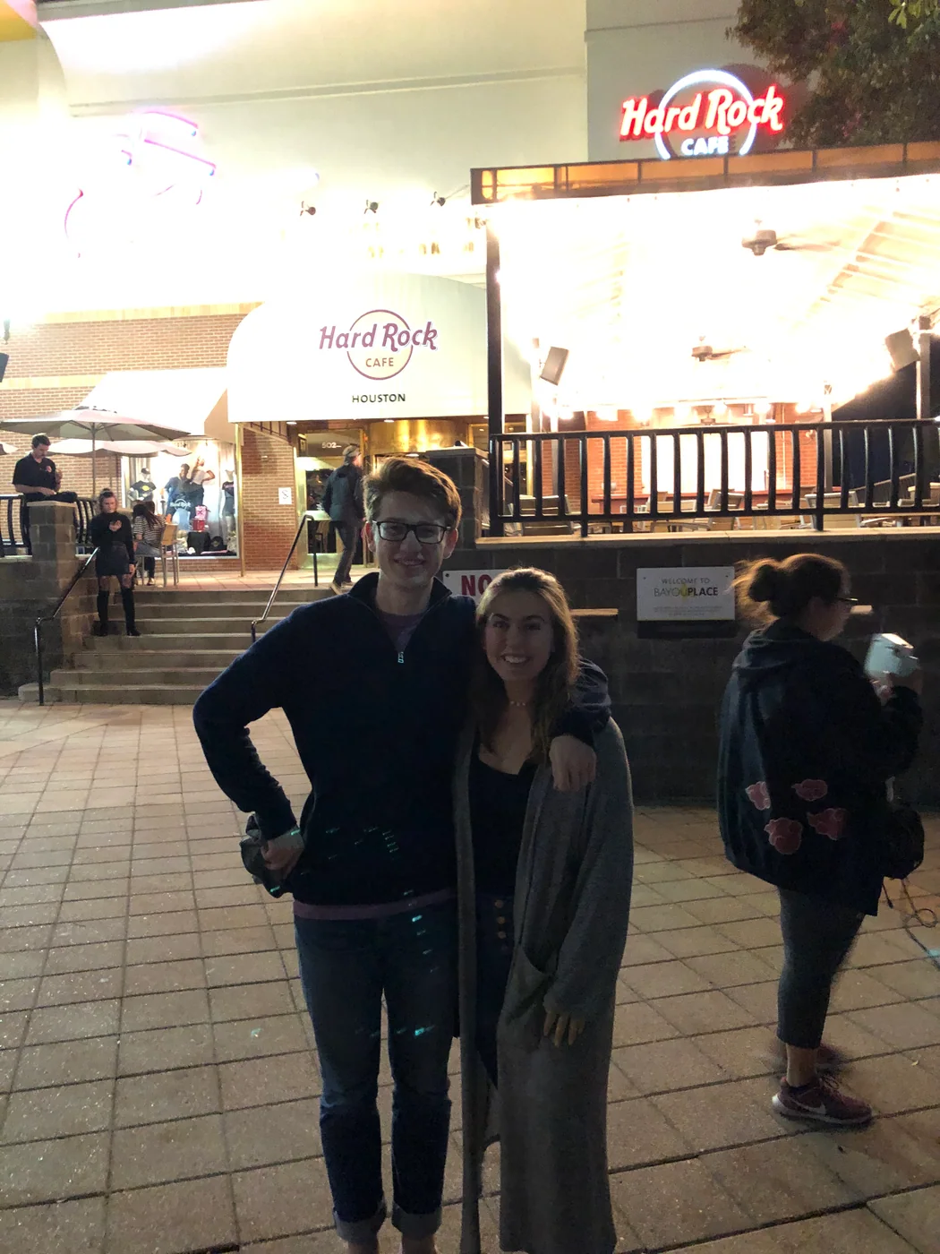 Hugh and Anna Margaret together outside the Hard Rock Cafe