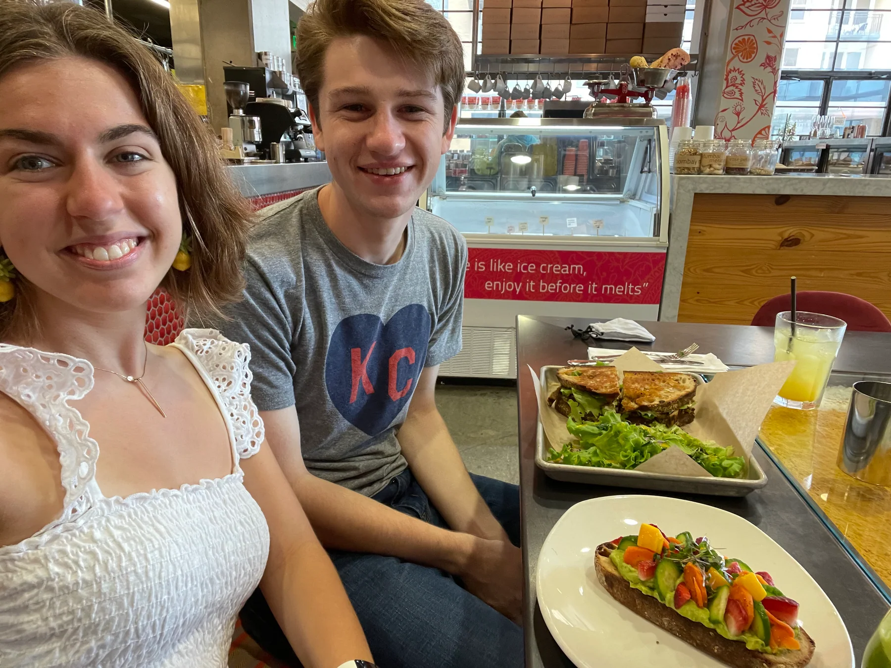 Anna Margaret and Hugh sharing a meal together